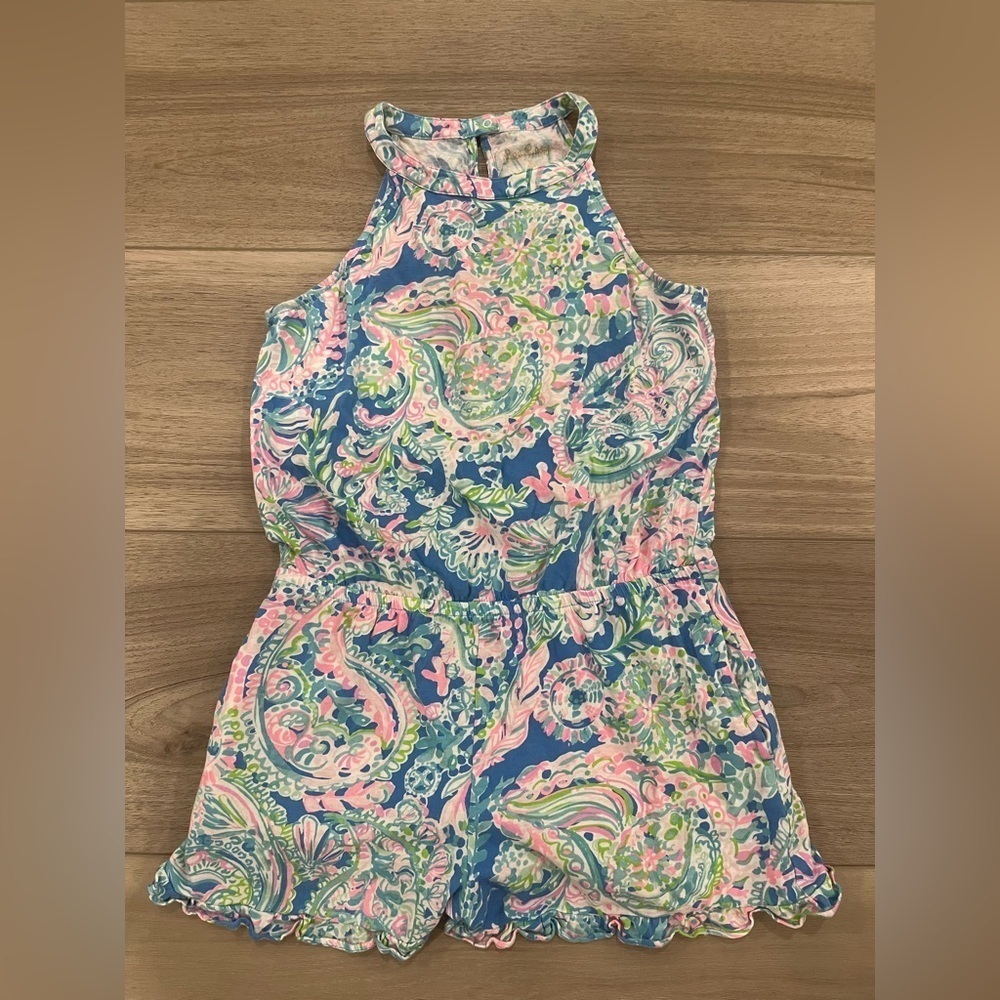 Lilly Pulitzer Girls Brienne Romper size XL 12-14 100% Cotton